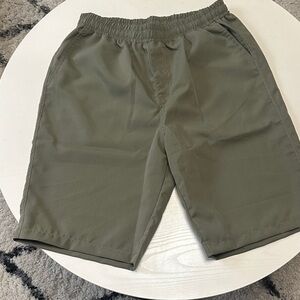 Men's Olive Green Elastic-Waist Casual Shorts